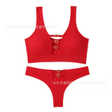 Sexy seamless underwear set push-up bra vest sports breathable push-up set