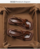 Women's Sandals Retro French Style Clip Toe Square Toe Buckle 2026 Sandals Comfortable Soft Sole Simple Versatile Sandalias