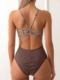 2026 Leopard Swimsuit One Piece String Backless Monokini Swimwear Women Sexy Bathers Bathing Swimming Swim Suit Female Beachwear