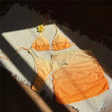 With Skirt Gradient Halter Bikini Female Swimsuit Women Swimwear Three-Pieces Bikini Set Padded Bather Bathing Suit Swim V7044