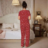 Women's Sleepwear New Loose Pajamas Floral Short-sleeved Trousers Loungewear Casual Wear Two-piece Set Pijamas Pyjamas Women