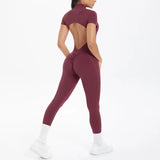 Women's Seamless Yoga Jumpsuits Sports Fitness Zipper Open Beauty Back Hip-lifting One-Piece Running Training Workout Bodysuits