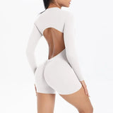 Women's Yoga Jumpsuits Sports Fitness Backless Half Zipper Peach Hip-Lifting Naked Feel Gym Running Workout One-Piece Bodysuits