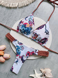 Fashion Print Halter Mini Thong High Cut Bikini Female Swimsuit Women Swimwear Two-pieces Bikini Set Bather Bathing Suit Swim