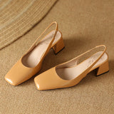 NASBAVI Women's Block Heels Pumps Shoes Elegant Summer Sandals Green Pink Close Toe Slingback Office Wedding Dress Shoes Female