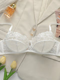 Women's sexy embroidered lace flower bra with steel rims gathered push ups adjustable shoulder straps comfortable bra MR3553