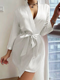 Women Summer Pajamas Elegant Lace up Bathrobe Fashion And Sexy Sleepwear For Home Wear
