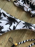 RUOTONSEPT Sexy Black And White Coconut Tree Printed Bikini Sets Women Swimsuit Triangle Halter Swimwear Bathing Suit Brazilian