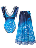 2026 Printed Swimsuit One Piece & Beach Dress Sexy Ruffle Swimwear Women Bathing Swimming Swim Suit Padded Beachwear Summer