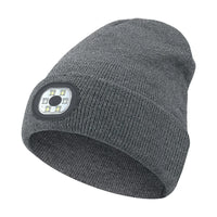 LED Beanie with The Light Unisex USB Rechargeable Headlamp Winter Knitted Cap Gifts For Men Dad Father USB Rechargeable Caps