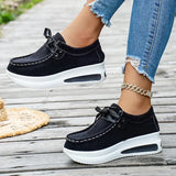 Red Chunky Platform Sneakers Women Comfortable Non Slip Thick Sole Casual Shoes Woman Plus Size 43 Lace Up Sport Shoes Female