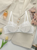 Women's sexy embroidered lace flower bra with steel rims gathered push ups adjustable shoulder straps comfortable bra MR3553