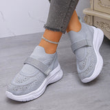 Shiny Crystal White Platform Sneakers Women Comfort Knitted Breathable Walking Shoes Woman Casual Non-Slip Sport Shoes Ladies