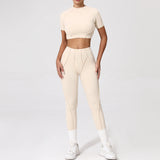 2PCS Yoga Suit Sports Set Women Quick-Drying Gym Set Women Tracksuit Running Workout Long Sleeve Sports Shirt Yoga Clothing
