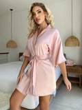 Summer Sleepwear Women Bride Robe Night Gowns Half Sleeve Loose Nightgown Female Silk Satin Kimono Bathrobe Lingerie