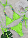 Halter Scrunch Butt Rhintstone Diamond Bikini Women Swimsuit Female Swimwear Two Pieces Bikini Set Brazilian Bathing Suit Swim