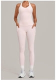 Women's Seamless Yoga Sets Sports Fitness Hip-lifting High Waist Pant Sleeveless Backless Suits Workout Running Leggings Sets