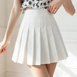 White Women Pleated Skirts Summer High Waist Zipper Girls Dancing JK Mini Skirts Black Fashion Student A Line Faldas 2024