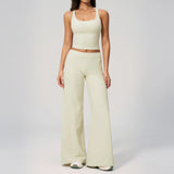 Women's Summer Two Piece Yoga Sets Slimming Sports Tank Top Lifted Buttocks High Waist Flare Pants Gym Fitness Suits Tracksuit