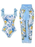 2026 Printed Strappy Swimsuit One Piece & Beach Dress Sexy Swimwear Women Bathing Swimming Swim Suit Female Padded Beachwear