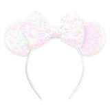 Disney Mickey Mouse Ears Leopard Print Headbands for Girls Baby Women Sequins 5"Bows Hair Accessories Adults Hairbands Kids Gift