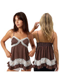 Women's Summer Dot Print Camisole Elegant Lace Patchwork Sleeveless V Neck Slim Fit Spaghetti Strap Tank Tops