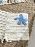 Vintage Two Piece Bikini Set 2026 Women White Black Starfish Ornament Push Up High Waist Swimsuit Holiday Bathing Suit Swimwear