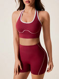 2pcs/set Yoga Sport Bra Shorts Set Sportswear Woman Gym High Waist Seamless Workout Shorts Leggings Activewear Women's Tracksuit