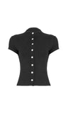Women's Summer Casual Slim Fit Basic Tops Short Sleeve Round Neck Solid Color Button Up T-shirts