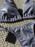 Halter Shiny PU Faux Leather Bikini Female Swimsuit Women Swimwear Two-piece Bikini Set Mini Micro Thong Bathing Suit Swim Lady