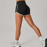 Color Blocking Patchwork Yoga Shorts Women Tight Fitting Peach Hip Lifting Sports Pants Gym Running Bike Wear Leggings