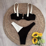 Push Up Solid Patchwork Bikini 2023 Sexy Women Swimsuits Female Swimwear Micro Bikini Set Brazilian Biquini Beachwear Swim Suit