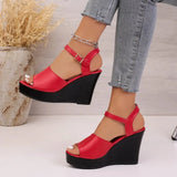 Women Sandals Summer  Peep Toe Ankle Strap High Heels Ladies Wedges Platform SandalsParty