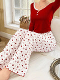Women Sleepwear  Long Sleeve T-shirt with Long Trouses Set Autumn Winter Pajamas Set Homewear Femme Loungewear