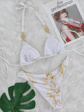 Snake Print Halter Diamond Bikini 2025 Women Swimwear Female Swimsuit Two-piece Bikini Set High Cut Bathing Suit Swim Beach Wear