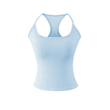 Early Spring New Style Hot Girl Pure Desire Sexy U-Neck Chest Pad Elastic Base Tank Solid Color Backless Sleeveless Top 6JYN