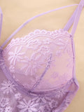 Girls limited edition purple floral embroidery nightgown .Lightweight sheer lace halter dress for ladies,sexy home wear