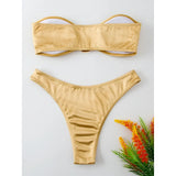New Sexy Bandeau Strapless Bikini Female Swimsuit Women Swimwear Two-pieces Bikini set Padded Bather Bathing Suit Swim V4647D