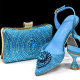 Doershow Italian purple Shoes And Bag Sets For Evening Party With Stones Italian Leather Handbags Match Bags! HX1-1