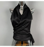 Women Blouses Slim Fit V-neck Lace Up Open Stitch Versatile Sleeveless Top For Female Chiffon Tops Summer Fashion PPAY