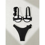 Sexy 3D Flowers Underwired Bikini Women Swimwear Female Swimsuit Two-Pieces Bikini Set Brazilian Bather Bathing Suit Swim V7970