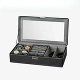 Jewelry Eyewear Organizer Travel-friendly Hard Leather 12-Slot Watch Storage Box with Velvet Watch Case Display Packaging