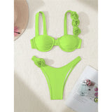 Sexy 3D Flowers Underwired Bikini Women Swimwear Female Swimsuit Two-Pieces Bikini Set Brazilian Bather Bathing Suit Swim V7970