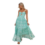 Foridol Spaghetti Strap Sundress Cut Out Women's Dress Summer Printed Boho Beach Maxi Dress 2025 Paisley Printed A-line Vestidos
