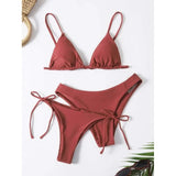 Sexy 3 Piece Bikini Set Women Solid Blue Purple Push Up Bandage Triangle Swimsuit Brazilian Beach Bathing Suit Swumwear Biquini