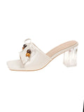 Zapatillas Frías Mujer Verano Nuevo Estilo Francés Transparente Cuentas Plisadas Con Arrastre Fresco De Playa En Cristal 35-45