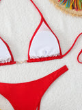 Triangle Halter Thong Bikinis 2026 Women Sexy Swimsuit Solid String Swimwear Female Bathers Bathing Swimming Swim Suit Beachwear