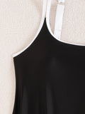 Black White Patchwork Tankini Set Swimwear Women 2026 Double Strap Push Up Tank Top High Waist Pocket Short Two Piece Swimsuit