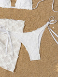 DEKA Triangle Tulle Bikini Set New Sexy Women Swimsuit 3 Pieces Swimwear Female Brazil Bikini Set Bathing Suit Swimming Suit