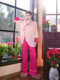 New Chinese style pajamas with breast pads, simulated silk, ice silk home wear, satin jacquard pajamas set